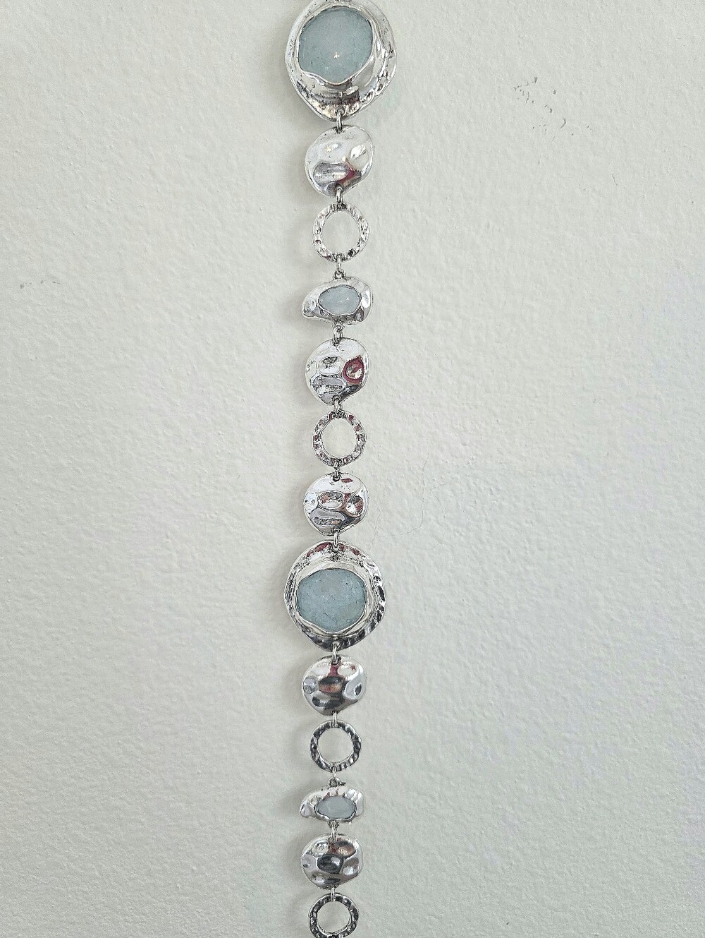 House of Harlow 1960 Silver Tone Multi-Stone Chain Belt with Pale Blue Accents - Picture 2 of 3